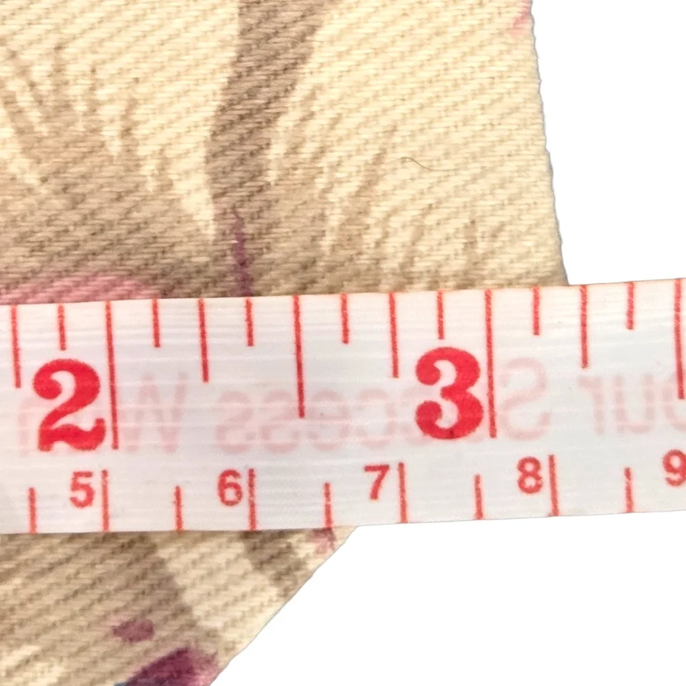 Vintage Floral Cotton Twill Tie - Blue, Cream, & Pink Rose Botanical Print EUC